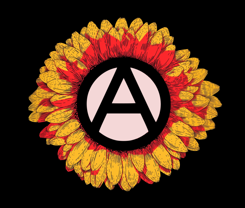 sunflower for black background with circle A in the middle